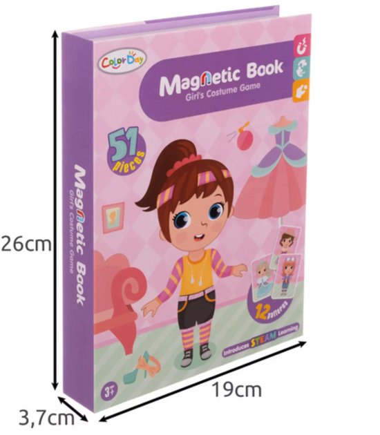 Kruzzel magnetische puzzel mode – creatieve aankleedset in boekvorm met 51 kledingstukken en accessoires