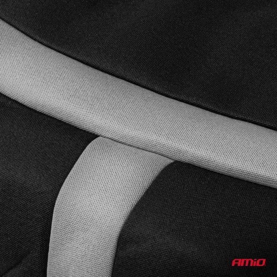 AMiO Universal Car Seat Cover Set SC-06 – 9-delige Stoelhoezen voor Voor- en Achterstoelen, Zwart en Grijs, Airbagveilig en Slijtvast