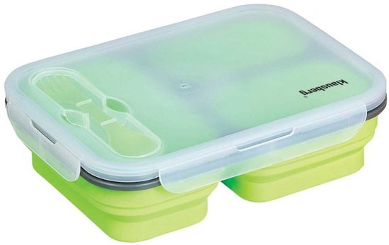 Klausberg KB-7024 - Siliconen Lunchbox - 3 Compartimenten - Vouwbaar - Veilig voor Magnetron en Vaatwasser