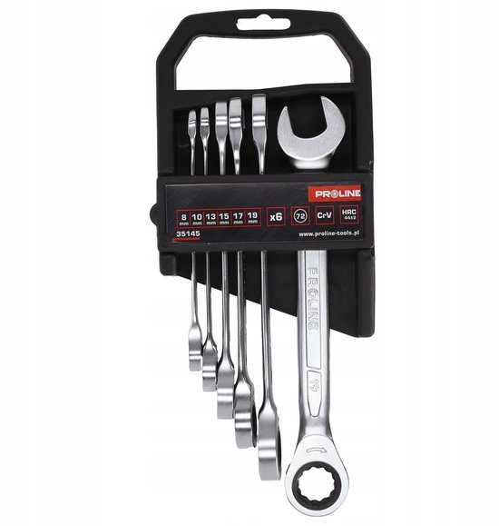 Proline Ringsleutelset met Ratel 6 Delig 8-19mm