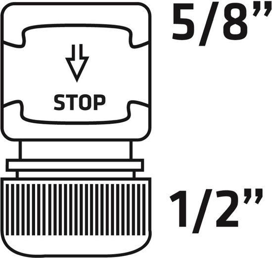 Slang koppelstuk 1/2' met STOP, BI-MATERIAAL, 30 Stuks in Display Box