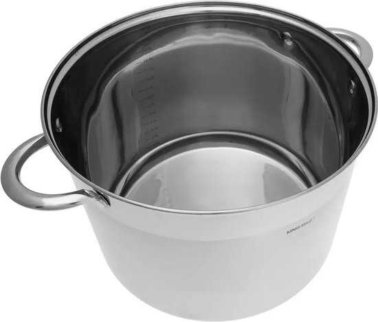 Kinghoff Soeppan - 25 cm - 8,5ltr- RVS - met glazen deksel