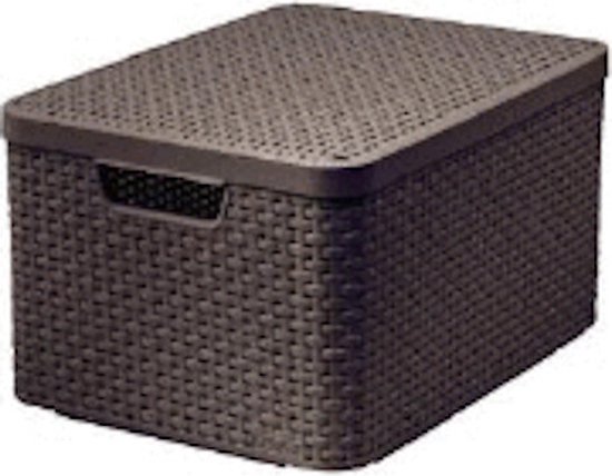 Curver Rattan Style Opbergmand L - Met Deksel - 36.4 liter - Bruin