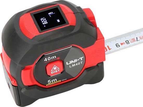 UNI-T LM40T rolmaat 5 meter met laser 40 meter afstandsmeter en LCD display