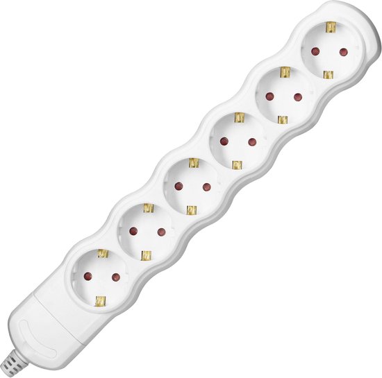 Bureau stekkerdoos - Verdeelstekker 6 voudig - Verdeeldoos horizontaal - Stekkerblok zonder snoer/kabel - Wit