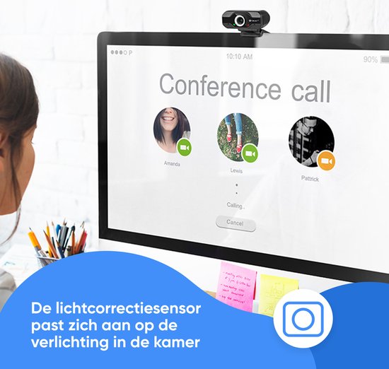 Webcam - Voor pc - Met Microfoon - Full HD
