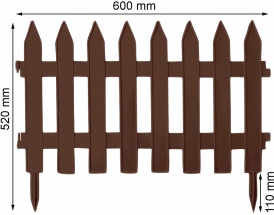 Prosperplast Tuinhekjes - 6x stuks - kunststof - 350 cm - 60 x 40 cm - bruin - borderrand - tuinafscheiding