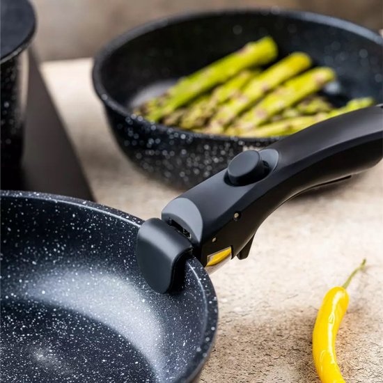 KLAUSBERG - Moderne 5-delige Kookset pannenset met Marmeren Anti-aanbaklaag en Afneembare Handgreep - Geschikt voor Alle Warmtebronnen, Inclusief Inductie