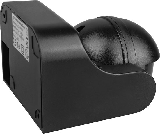 Maclean - PIR-bewegingssensor - infrarood - IP44 - zwart met zwarte afdekking - Bereik 12 m - max. belasting 300/1200 W - MCE358 B/B