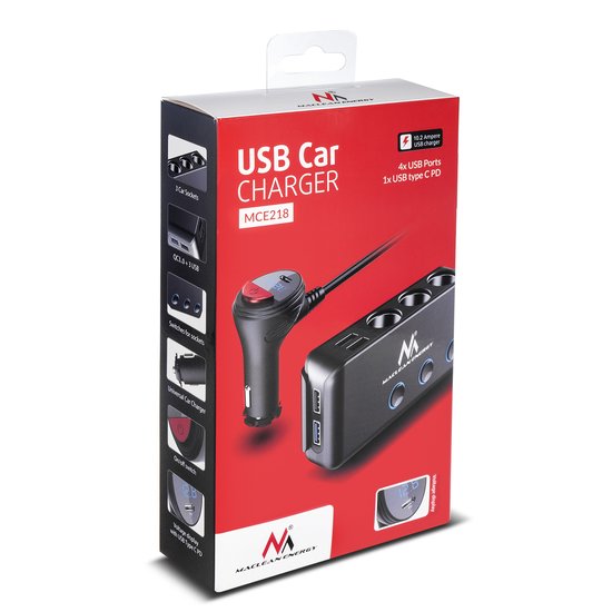 Autolader Triple Car Socket (2x USB ) MACLEAN 3 auto sigarettenaanstekerstekkers 2 poorten USB