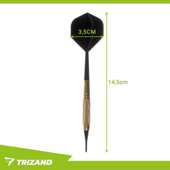 Trizand Dartpijlen set 12 stuks met kunststof tips en extra vervangpunten voor elektronische dartborden