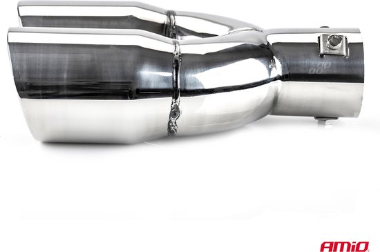 Universeel RVS uitlaat sierstuk 2x76mm - MT 022 - Aansluit diameter tussen de 32mm en 52mm