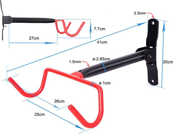 Maclean - Fiets muurbeugel / Fietsenrek - Wandmontage / Ophangsysteem - max. belasting 30kg