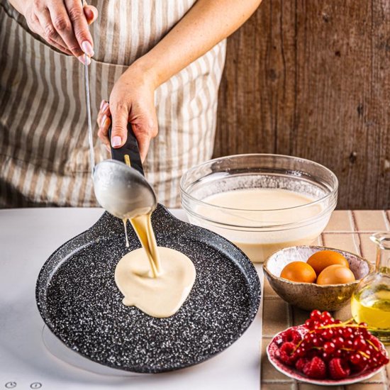 Klausberg KB-7964 Pannenkoekenpan | 24 cm | Marmer Anti-aanbaklaag | Geschikt voor Alle Kookzones Inclusief Inductie | Zwart | Crepepan |