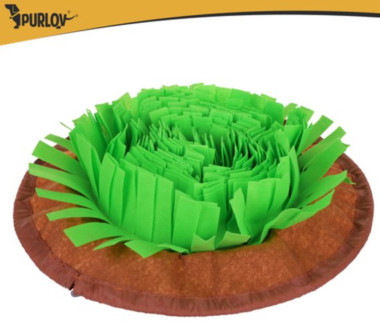 Purlov Grote snuffelmat voor honden en katten met antislip en verstelbaar trekkoord 48 x 48 cm
