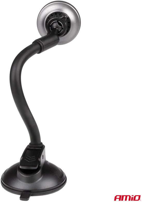 AMiO Magnetische Telefoonhouder met 15W Qi Draadloze Oplader en MagSafe - Verstelbare Arm en Zuignap Zwart