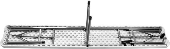 Malatec campingtafel en 2 banken inklapbaar 180 cm lichtgrijs - opvouwbaar - picknicktafel - handig voor in de camper of caravan - complete set - cateringset