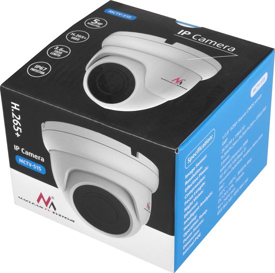 Maclean - Beveiligingscamera - Camera - IPC 5MPx Outdoor Dome Netwerk Camera - PoE, CMOS 1/2.8" SONY Starvis, H.264/H.264+/H.265+/JPEG/AVI, Onvif, MCTV-515