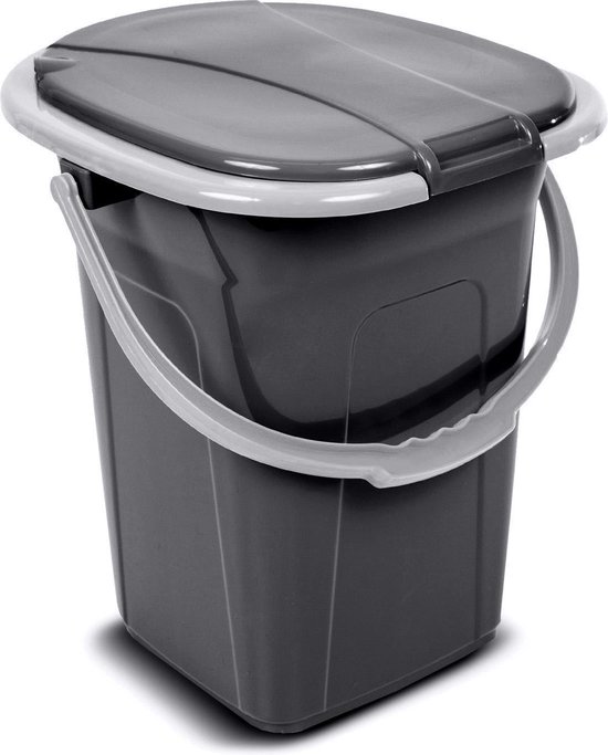 Campingtoilet 19L - Mobiele toiletemmer Reistoilet Toiletemmer Toilet Mobiele camping Antraciet