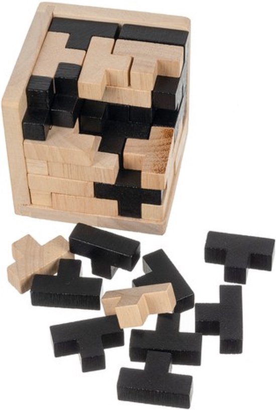 Houten 3D Puzzel | Kubus | Tetris puzzel | 50 delig | Breinbreker