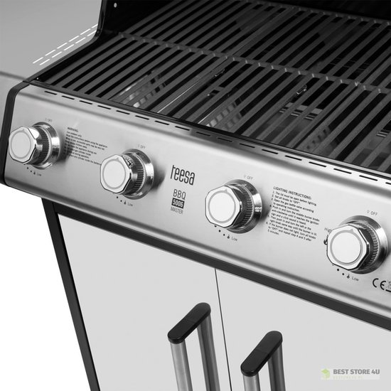 Teesa BBQ 5006 MASTER gasgrill - 5 branders - ruimte voor een gasfles