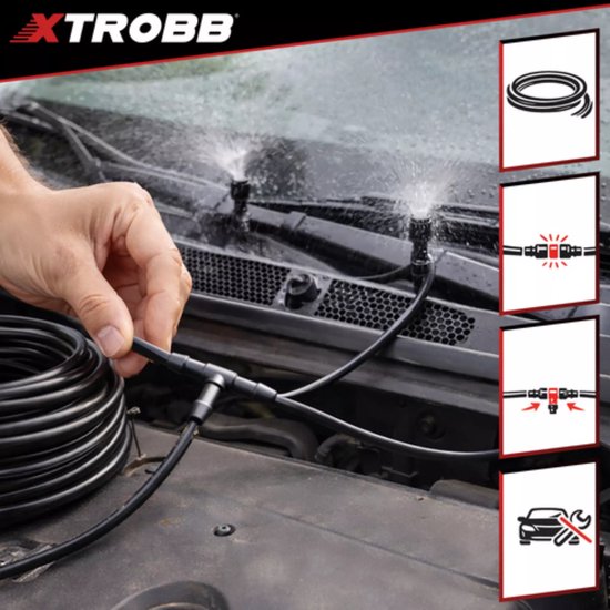 Xtrobb Auto ruitensproeier reparatieset met 2 m slang, rechte koppelingen, T-stukken en Y-stukken voor lekkende sproeierleiding