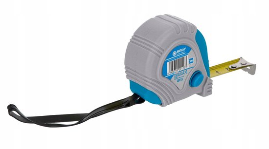 MEGA Rolbandmaat 3m x 16mm met 3 remmen en rubberen grip