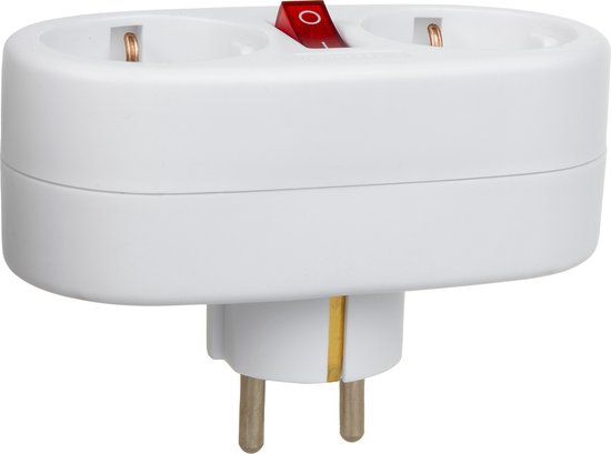 Maclean - wandcontactdoos splitter met 2 contactdozen en stroomonderbreker, type F schuko , 2x16A, MCE338 F