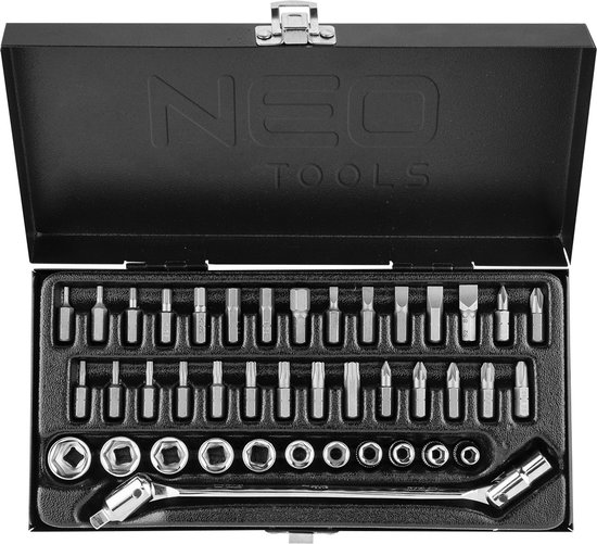 NEO doppenset 41 dlg, 1/4 aansluiting s2 staal