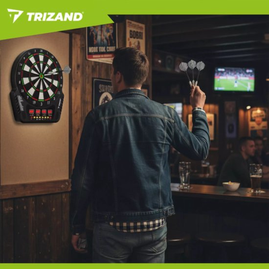 Trizand elektronisch dartbord voor 1-16 spelers met LED-schermen, 27 spellen en 6 darts