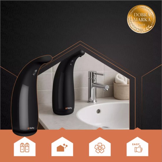 Ruhhy touchless zeepdispenser zwart – 300 ml sensorbediening