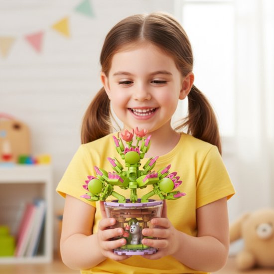 Ruhhy Creatieve bloemen bouwblokken 172 stuks – educatieve en kleurrijke 3D bouwset voor kinderen