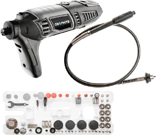 Mini Slijpmachine 170 Watt + 190 Accessoires in koffer - GRAPHITE