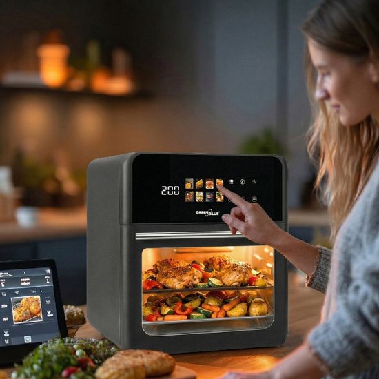 GreenBlue GB950 - AIR FRYER - Vetvrije friteuse - 1800 W - 10 l - 8 programma’s - Accessoires - Timer