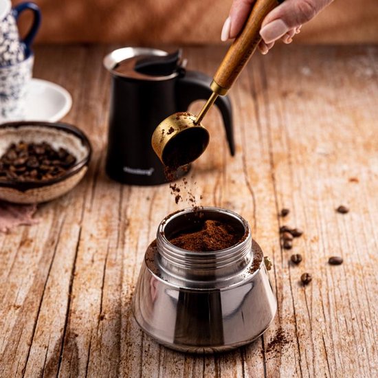 Klausberg Espressokoffiezetapparaat KB-7844 – 4 Kopjes – RVS – Geschikt voor Inductie - Espresso Maker - 200ml - Percolator