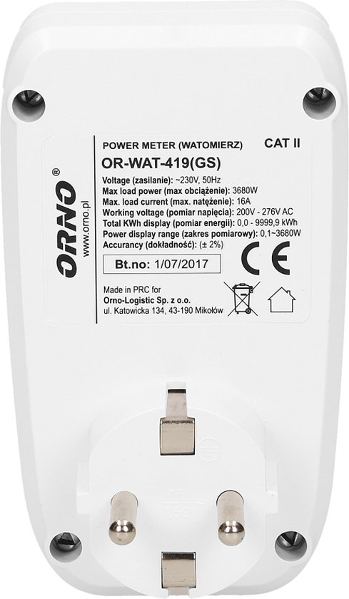 kWh - energiekosten meter voor stopcontact met Digitale LCD scherm