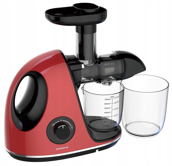 Klausberg Slow Juicer KB-7865 met pulpreservoir – 150W | Stille Juicer voor Groente, Fruit & Kruiden – BPA-vrij – Kersenrood - 700ml