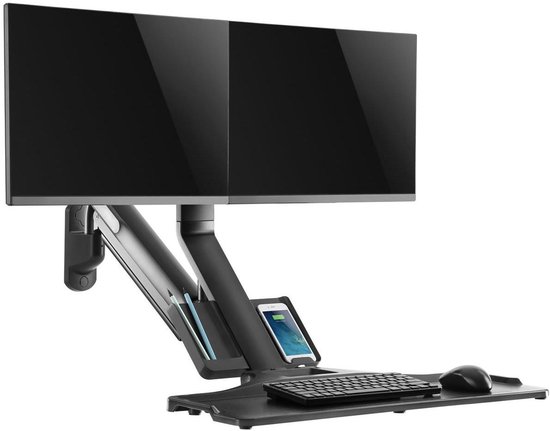 Maclean - Monitorbeugel - 3-in-1 Muurbevestiging en Toetsenbordplank - VESA 17" - 32"