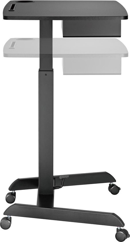 Maclean MC-903 In hoogte verstelbare laptoptafel met wielen en één lade Zit-sta-bureau In hoogte verstelbaar tot max. Maximaal 113 cm. 8 kg (zwart)
