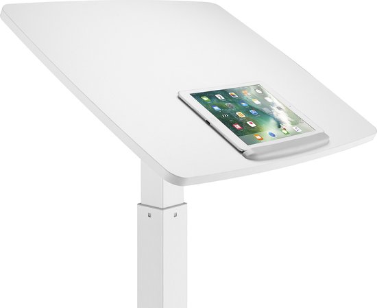 Maclean - Laptoptafel met wielen | Zit-sta bureau in hoogte verstelbaar tot maximaal 113cm 30 graden kantelbaar | Wit
