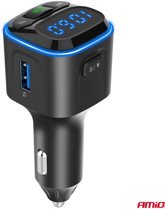 Car FM Transmitter 1×USB-A 2×USB-C 12V 24V – Bluetooth, MicroSD en Hands-Free Bellen