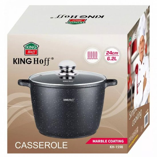 Kinghoff 1598 - Hoge Braadpan - met Aromaknop - 24 cm - 6.2 liter
