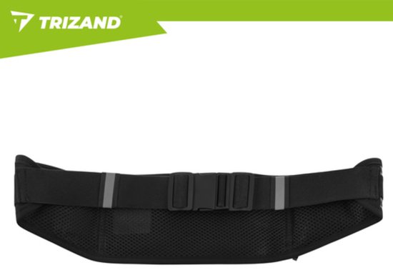 Trizand Zwarte hardloop heuptas 51 x 21 x 11 cm met verstelbare band, 3 ritsvakken en reflecterende details