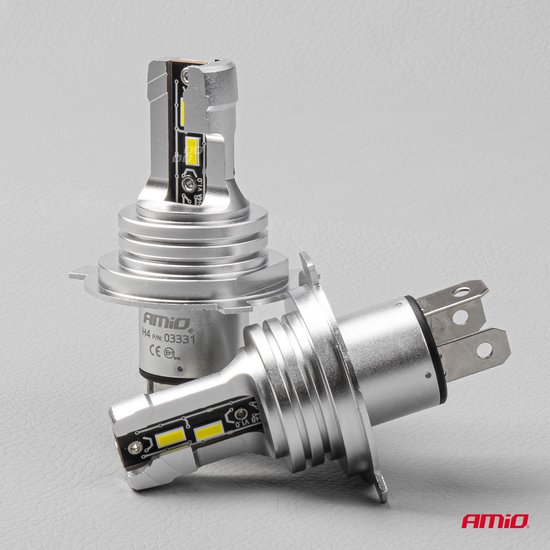 AMiO Dimlicht LED H4/H19 Mini 6500k Wit (set) 12v/24v [Witte koplampen - Witte Dimlichten]