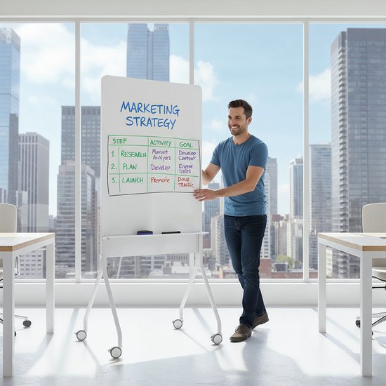 Ergo Office ER-305 - Whiteboard - 119x79cm - verticale oriëntatie - verrijdbaar droog uitwisbaar