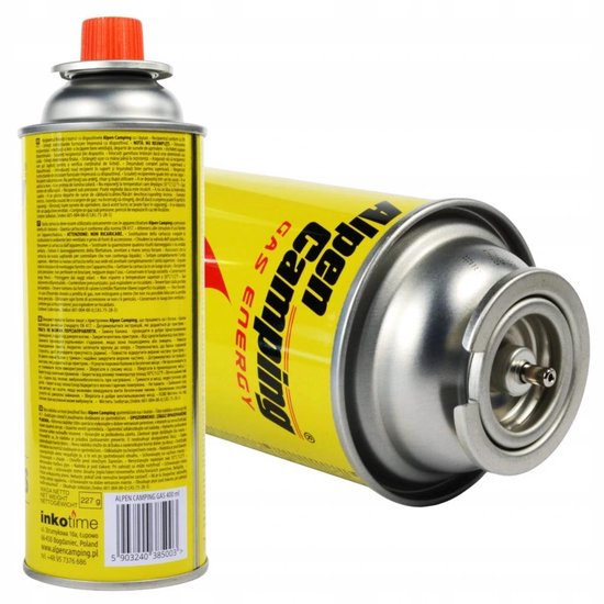 Alpen Camping Butaangasfles 400ml Gaspatroon Gasbus – Betrouwbaar kookgas voor onderweg en noodpakket
