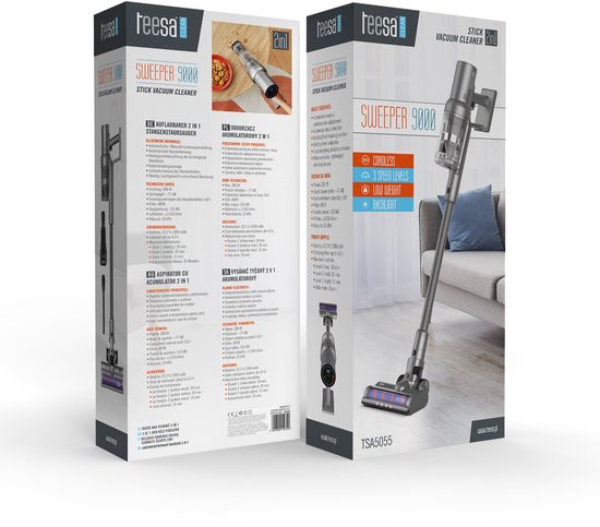 Teesa Sweeper 9000 - Draadloze Stofzuiger - LCD Display - LED Verlichting