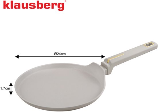Klausberg KB-7965 Pannenkoekenpan | 24 cm | Anti-aanbaklaag | Geschikt voor Alle Kookzones Inclusief Inductie | Beige | Crepepan