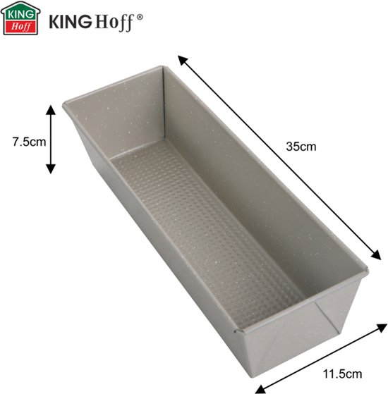 Kinghoff 1973 - 35 cm Rechthoekige Vorm - Anti-Aanbak Laag - Geschikt voor Cake en Brood - Ovenbestendig tot 220°C - Cakevorm - Bakvorm