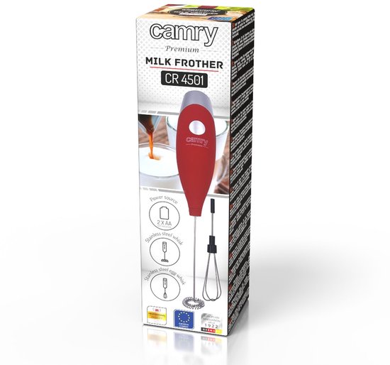 MELK KOFFIE OPSCHUIMER MIXER KLOPPER ROOD CAMRY CR4501